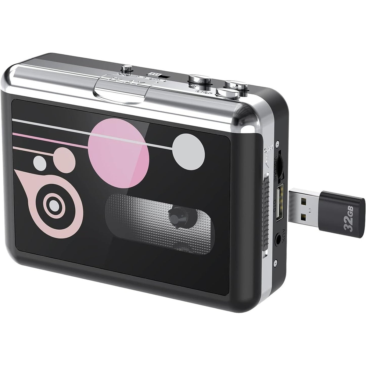 299621 - RYBOZEN Kasetofon Portativ me Kasetë USB në MP3, Konvertues nga Kaseta Muzikore në Dixhital, Regjistro në Njësi Flash USB, Nuk Kërkohet PC