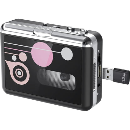 299621 - RYBOZEN Kasetofon Portativ me Kasetë USB në MP3, Konvertues nga Kaseta Muzikore në Dixhital, Regjistro në Njësi Flash USB, Nuk Kërkohet PC