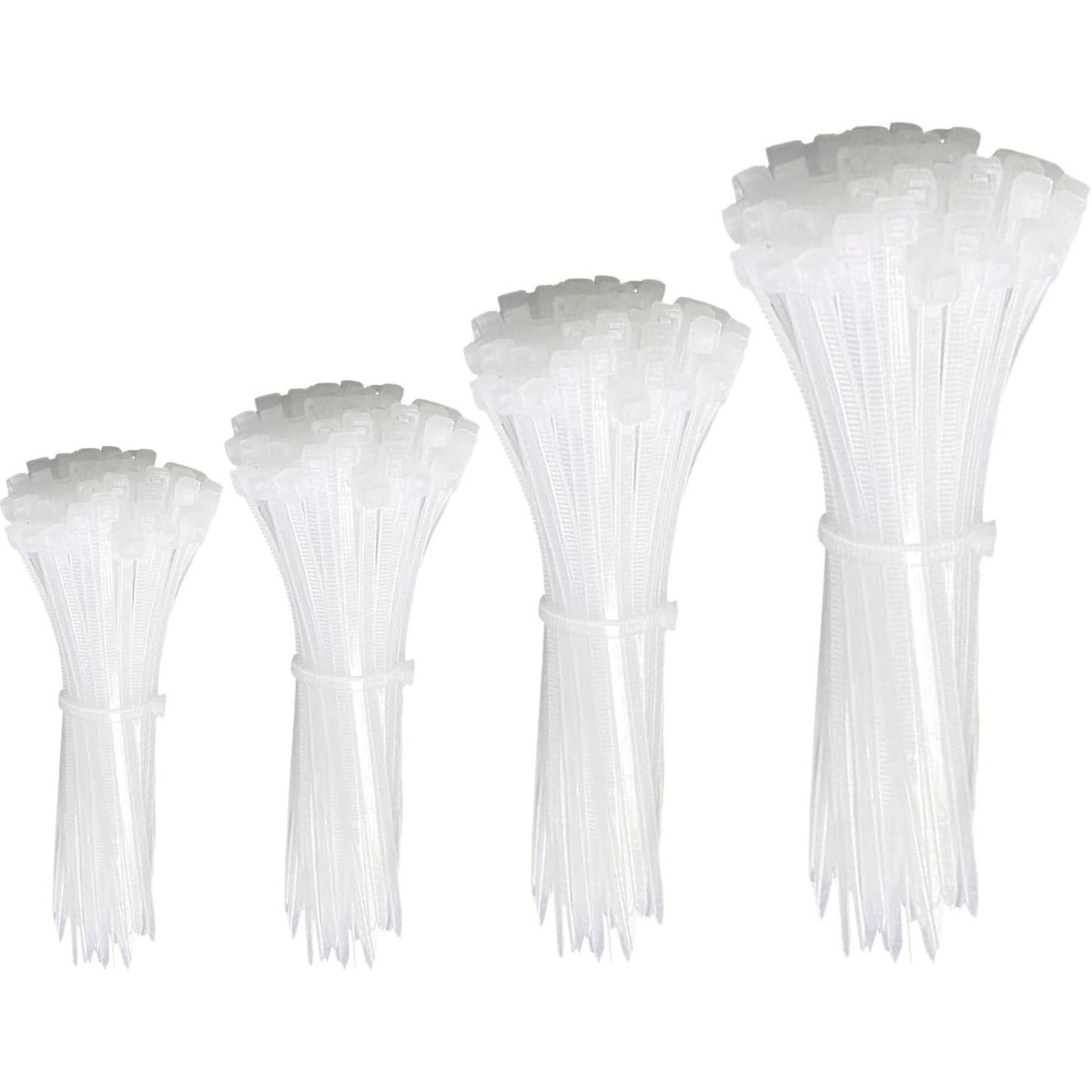 289372 - Set lidhës kabllosh të bardhë, 200 copë, 100/150/200/300 mm, rezistent ndaj rrezeve UV, vetë-kyçje