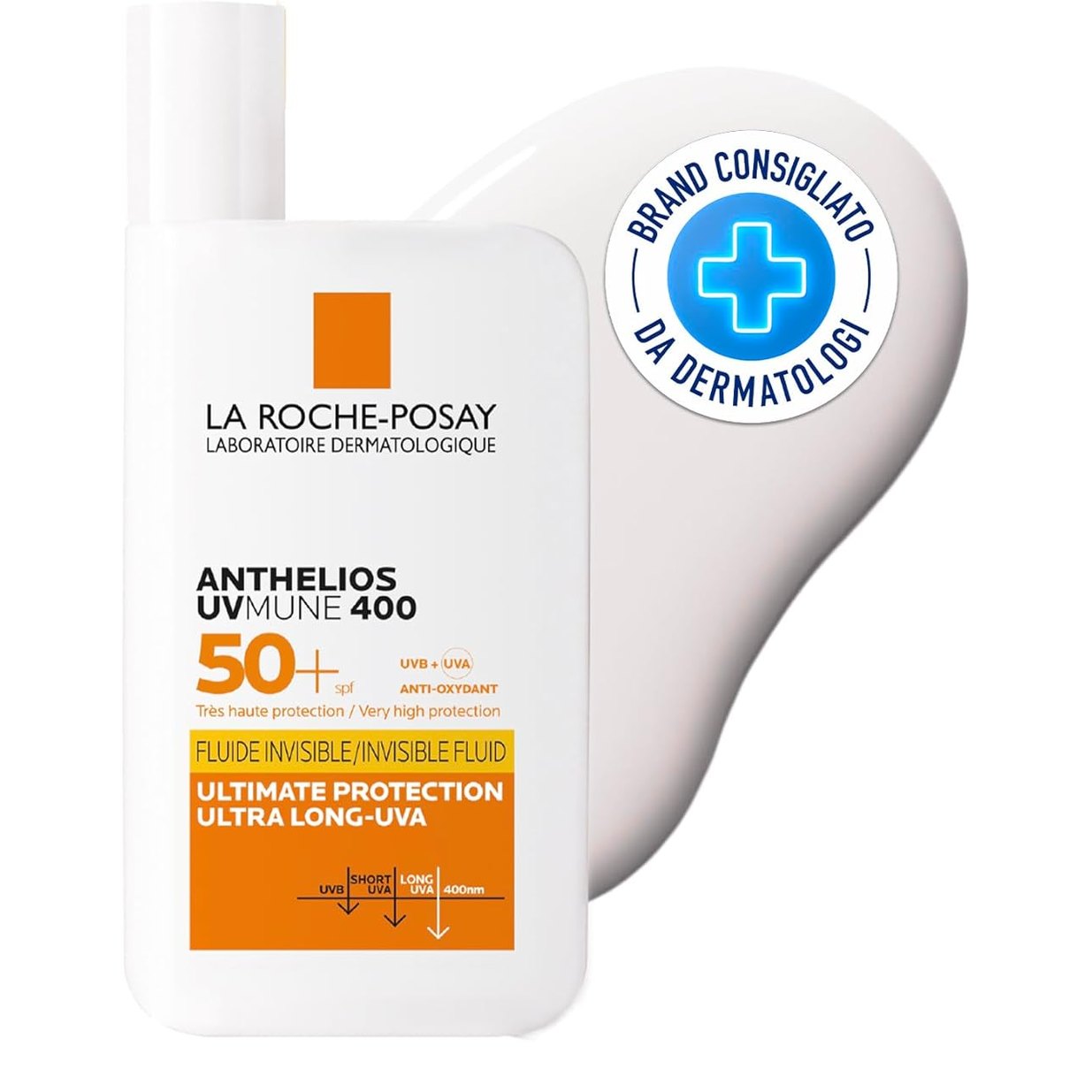 271864 - LA ROCHE-POSAY Lëng mbrojtës nga dielli për fytyrën, SPF 50+, 50 ml, për lëkurë të ndjeshme dhe alergjike, me filtër UV Mexoryl 400, Anthelios Invisible Fluid UVMune 400