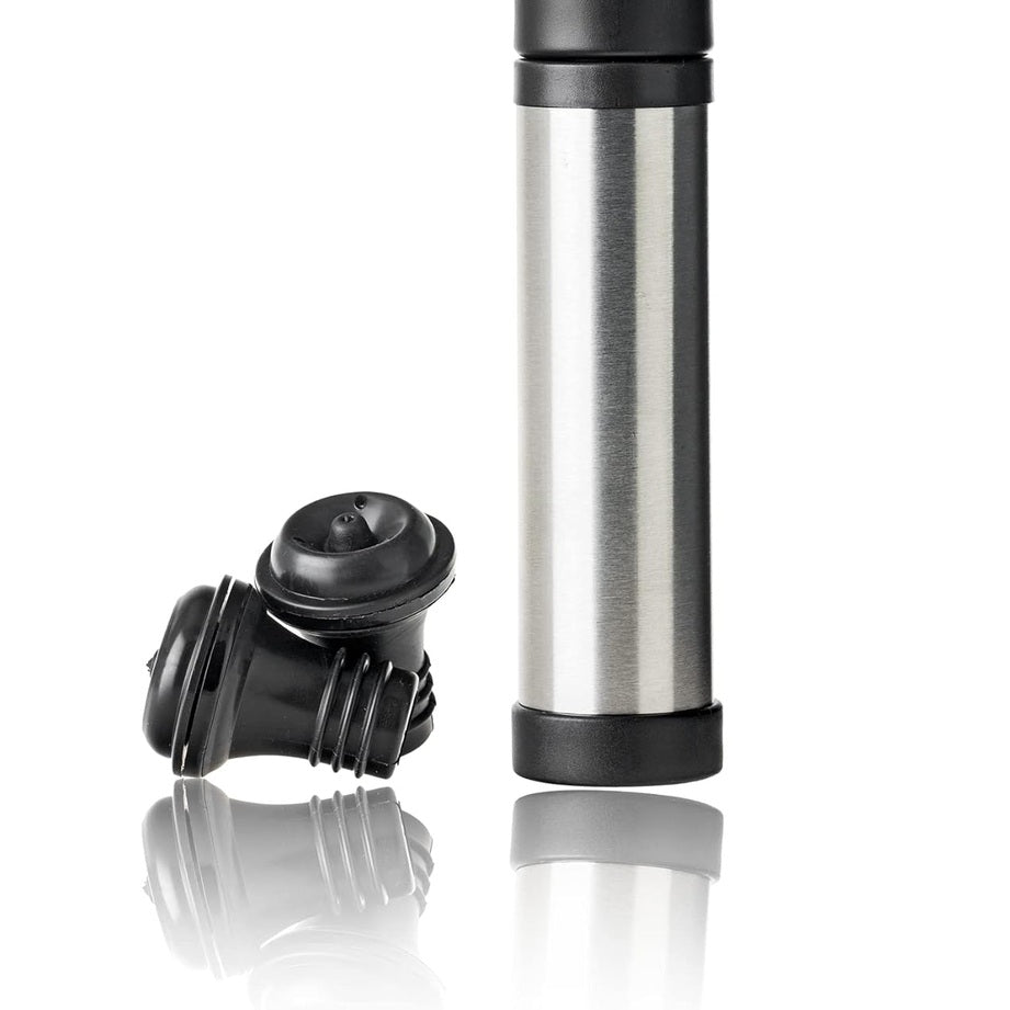 220253 - QPRATICO - Pompë vakumi për verë, Çelik inox, me 2 tapa silikoni, e lehtë për t’u përdorur