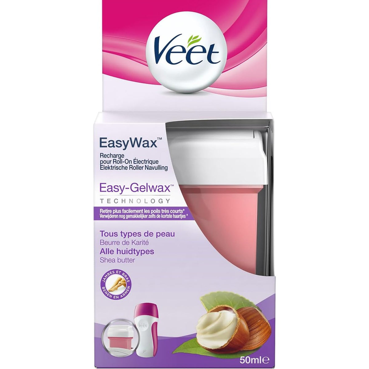 298820 - Veet EasyWax - Mbushje me dyll të nxehtë për heqjen e qimeve - 50ml - Krahë dhe këmbë