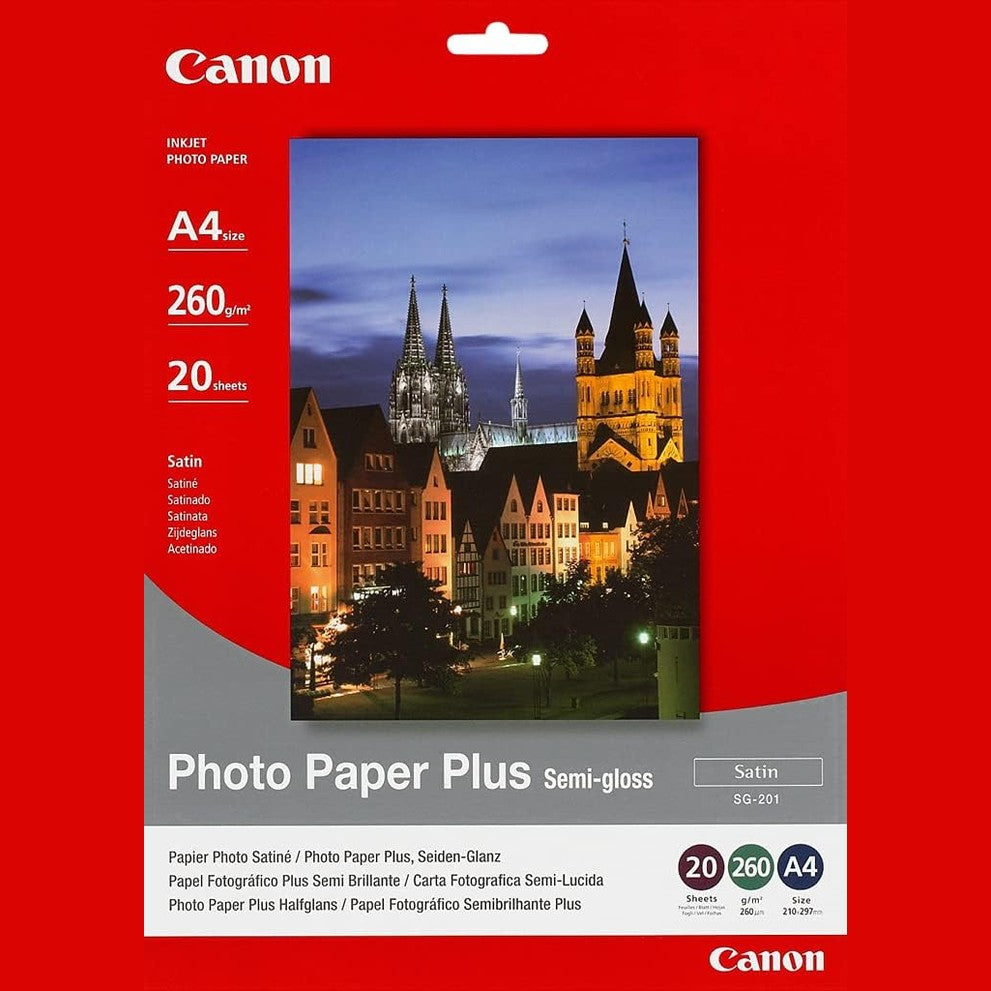 293890 - CANON Letër Fotografike me Shkëlqim Gjysmë-Shkëlqim SG-201 Plus - DIN A4 20 Fletë (260 g/m²)