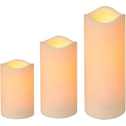 215843 - Set me 3 qirinj LED prej dylli të vërtetë "Për përdorim të jashtëm" me dritë të bardhë të ngrohtë, duke përfshirë kohëmatës 5-orësh, 3 madhësi