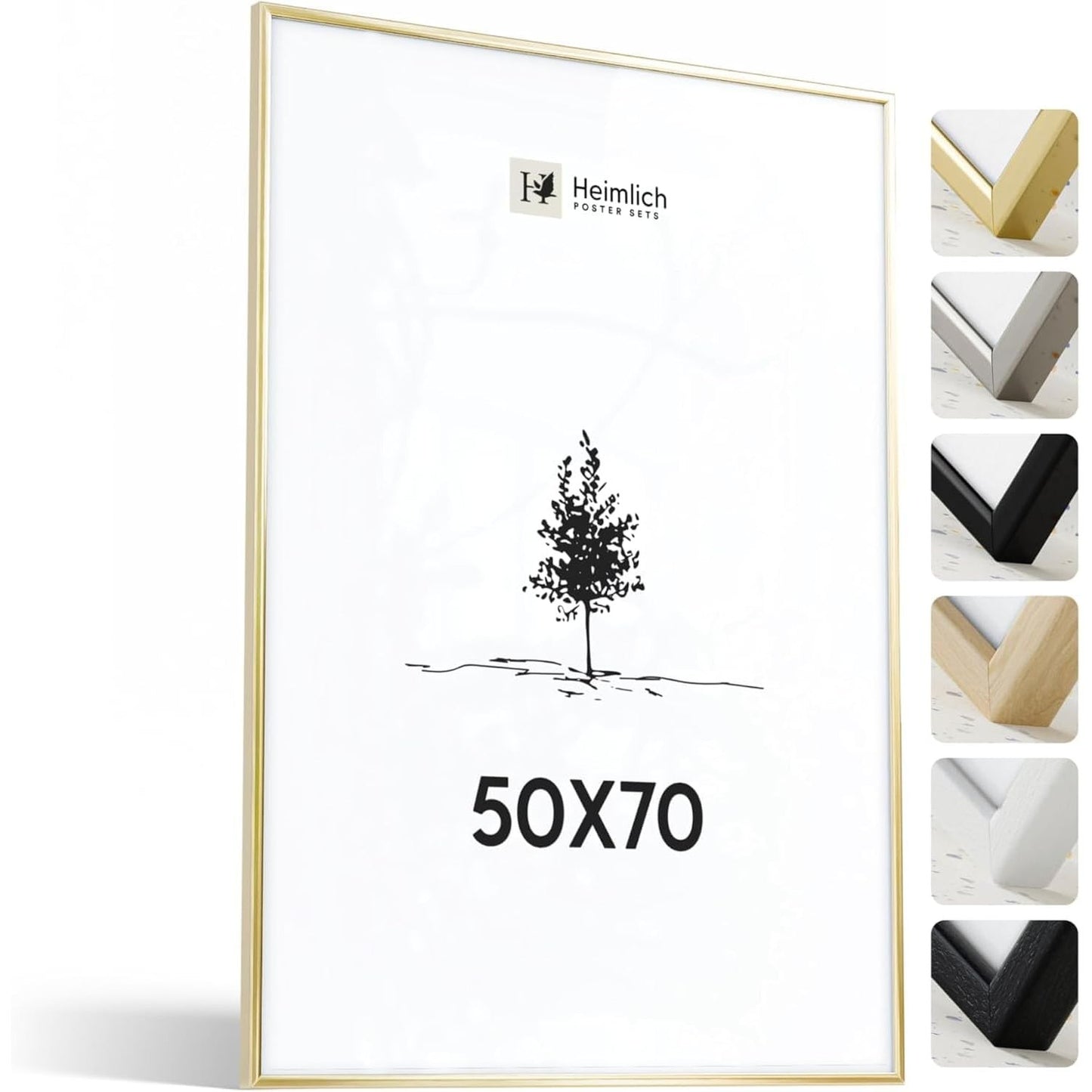 175557 - HEIMLICH - Kornizë e Madhe Fotografie Kolazh Bëje Vetë, 50x70 cm, Alumini Metal, në Ari, me Mbulesë Folie - Vetëm për Montim në Mur