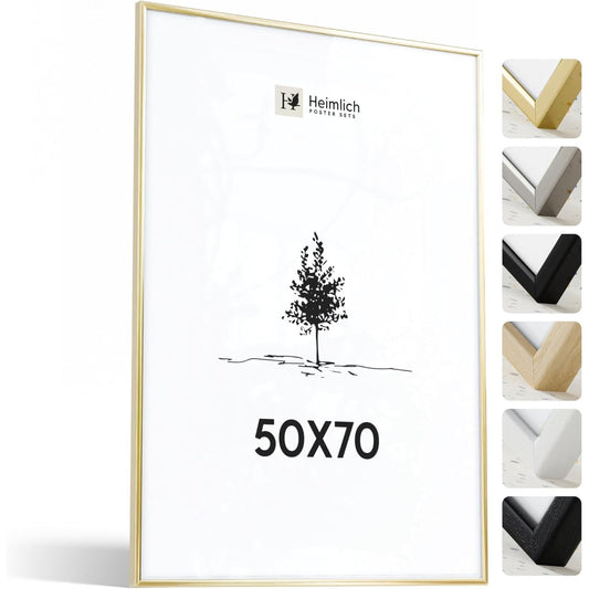 175557 - HEIMLICH - Kornizë e Madhe Fotografie Kolazh Bëje Vetë, 50x70 cm, Alumini Metal, në Ari, me Mbulesë Folie - Vetëm për Montim në Mur