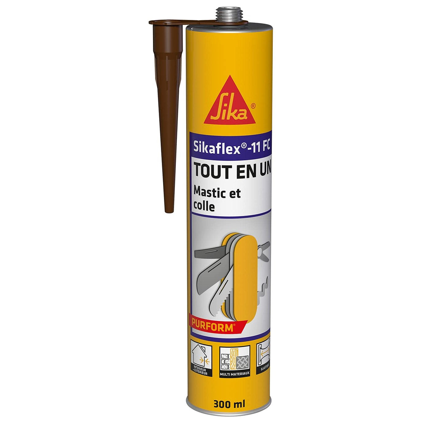 289249 - SIKA Ngjitës shumëfunksional Sikaflex 11 FC Purform Brown, 300 ml, për bashkime dhe ngjitës, Brenda dhe jashtë, Tharje e shpejtë