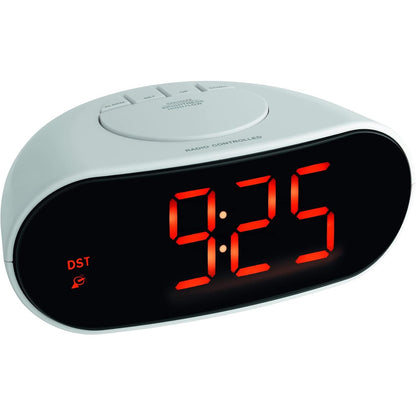 209479 - TFA DOSTMANN Orë Alarmi Dixhitale me Radio, Shifra LED të Kuqe të Ndriçuara, 60.2505, Funksion Shtyrjeje, 2 Nivele Ndriçimi, Datë, Bardhë-Zi