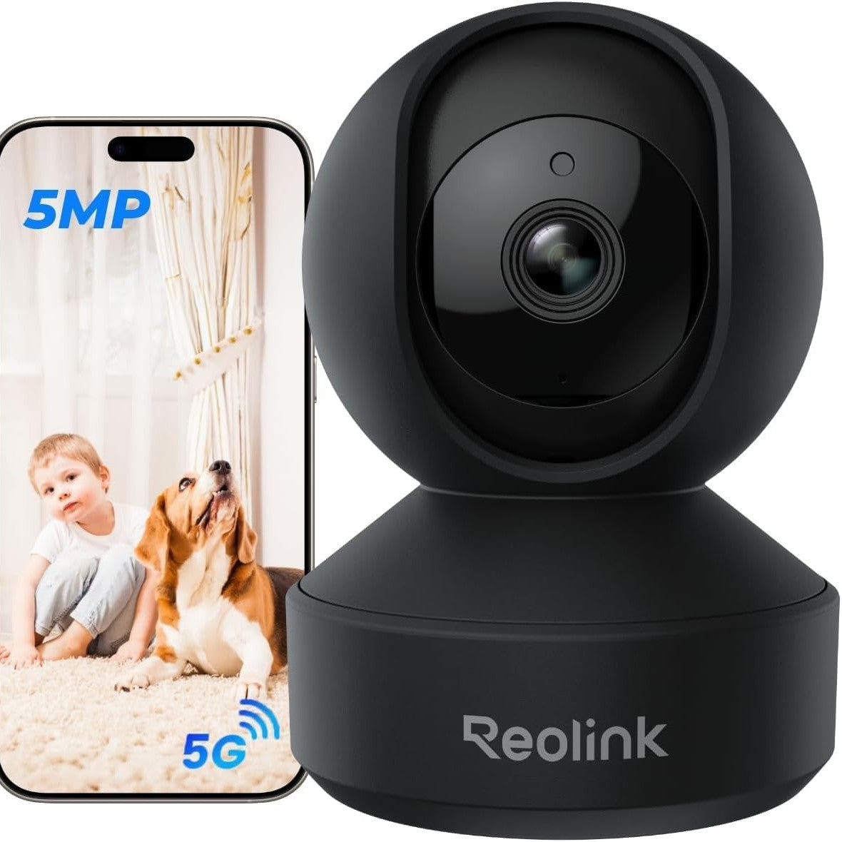 322244 - REOLINK Kamera Mbikëqyrjeje 3K WiFi e Brendshme me Pan dhe Tilt, 5MP IR, Zbulim i të Qarave, Ndjekje Automatike, IP WiFi 2.4/5GHz, E1 Pro e Zezë
