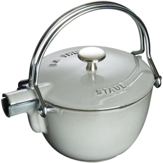 226025 - STAUB Çajnik 1650018, i rrumbullakët 16.5 cm, kapacitet 1.15 L, smalt i zi mat, ngjyrë gri grafit brenda
