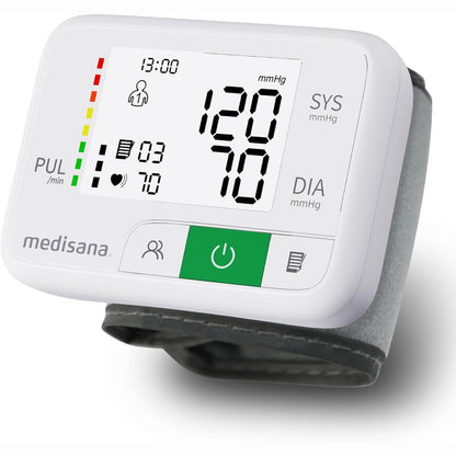 316794 - MEDISANA BW 355 Aparat për tensionin e gjakut në kyçin e dorës, me shkallë semafori dhe funksion memorieje për 2 përdorues, përfshin pranga dhe kuti ruajtjeje