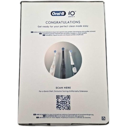 311154 - ORAL-B Furçë dhëmbësh elektrike e rikarikueshme iO 2, 1 furçë dhëmbësh elektrike, 1 kokë zëvendësuese, çantë udhëtimi, mbajtëse koke + 1 pastë dhëmbësh Oral-B Pro, ngjyra e zezë