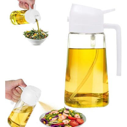 216796 - JVHLOV Shishe Vaj Shumëfunksionale 2 në 1, 450ml, Shishe Qelqi për Spërkatje Vaji, Derdhës dhe Spërkatës