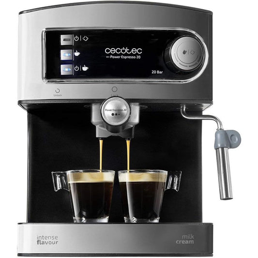 144451 - CECOTEC Makinë Kafeje Power Espresso 20, Kapaciteti 1.5L, Presioni 20 Bar, Prizë Dyfishtë, Avullore, Materiali nga Çeliku Inox, Ngrohëse për Filxhanë, Fuqia 850W.