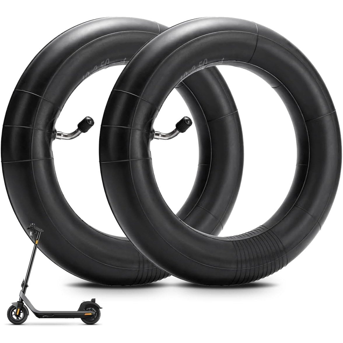 298849 - Tuba të brendshëm 2 x 10 inç në ngjyrë të zezë, tub 10x2.125, kënd valvule 45°, për goma karroce fëmijësh, tub i brendshëm i trashur pa qepje