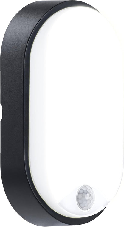 218957 - LUCECO Dritë LED Eco për Jashtë me Sensor Lëvizjeje PIR, Oval, i Zi, IP54, 10W, 700lm, 4000K