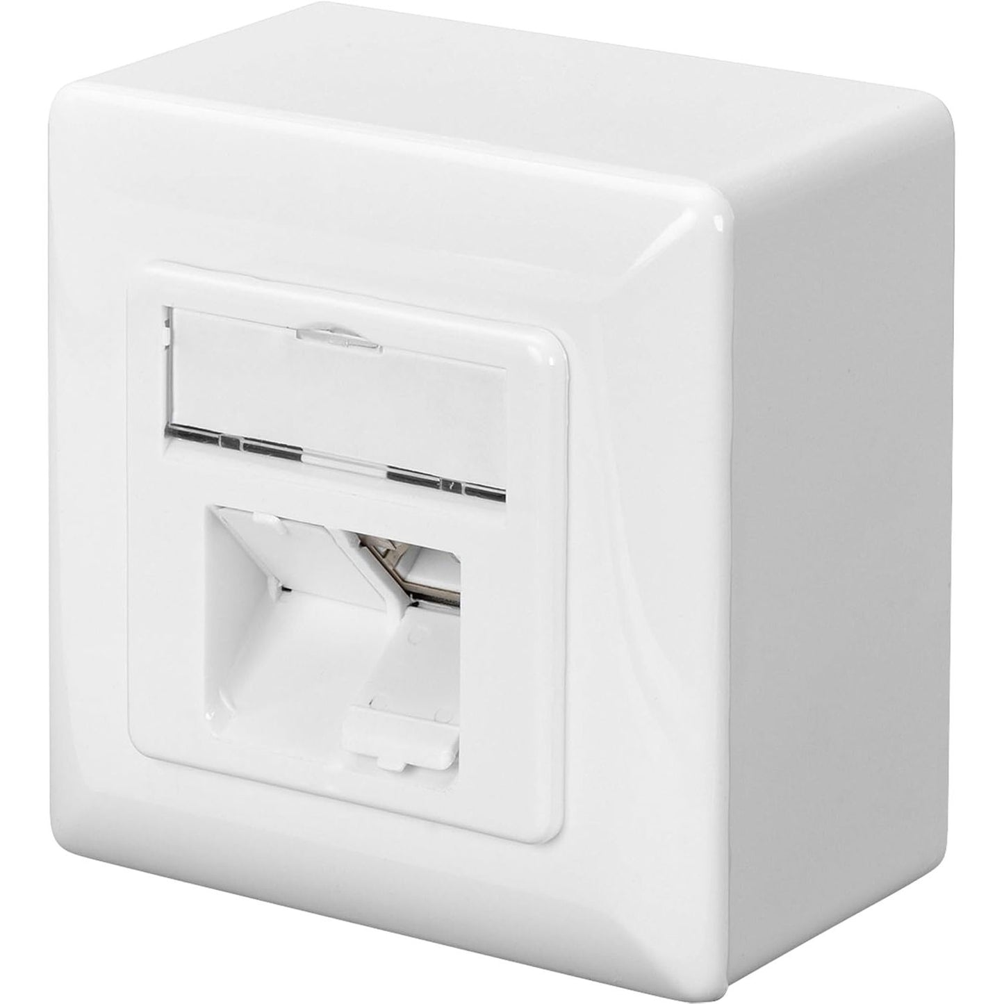 267263 - DIGITUS Kutia e Lidhjes LSA Cat-6 – 2 Porta RJ45 – Prizë Rrjeti për Montim Sipërfaqësor ose të Rriptë – Hyrje Horizontale e Kabllit – 1 Gbps – I Mbrojtur – Kompatibël me PoE – E Bardhë RAL9003