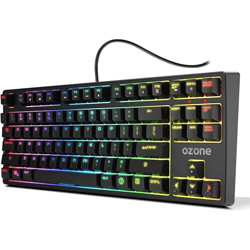 267773 - OZONE Gaming Battle Royale -OZBATTLERYLSP-, Mekanik TKL, Çelësa Red Cherry MX, LED RGB, G-Mode, i heshtur, Windows, iOS, Android dhe Linux, e zezë