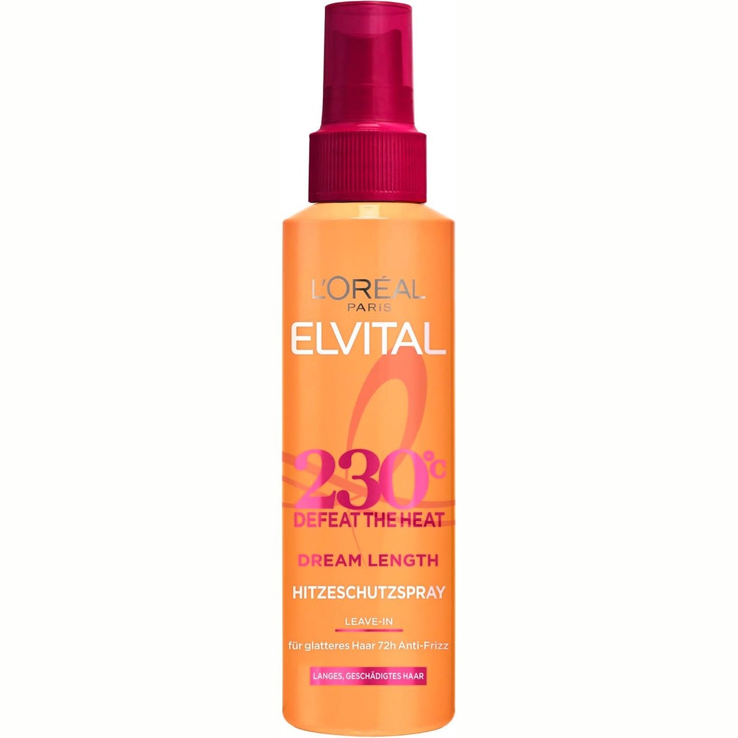 319073 - L'ORÉAL PARIS - Elvital Nxehtësi për Mbrojtje nga Nxehtësia, Sprej për flokë të gjatë dhe të drejtë, 150 ml, trajtim me vitamina dhe vaj ricini