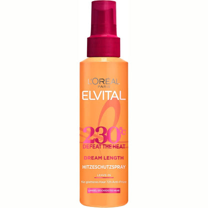 319073 - L'ORÉAL PARIS - Elvital Nxehtësi për Mbrojtje nga Nxehtësia, Sprej për flokë të gjatë dhe të drejtë, 150 ml, trajtim me vitamina dhe vaj ricini