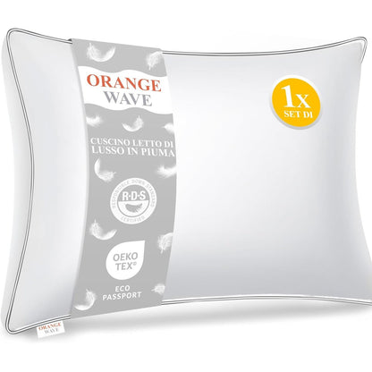 175503 - VALË PORTOKALLI Jastëk me pupla 40x80cm dhe me 3 dhoma poshtë, me certifikimin RDS dhe Oeko-Tex, ergonomik për gjumë