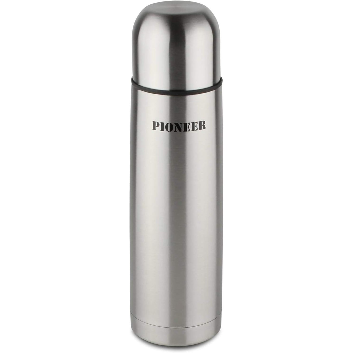 185563 - PIONEER Shishe e Izoluar prej Çeliku Inox, 0.35L, me Buton Shtypës dhe Gotë Pirjeje, Ndërtim me Vakum Dy Mure, e Papërshkueshme nga Rrjedhjet, pa BPA - E Zezë