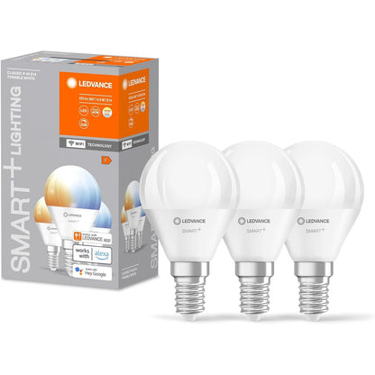 218373 - LEDVANCE Llampa LED Smart me Teknologji WiFi, Bazë E14, Errët, Ngjyrë e Rregullueshme e Dritës (2700-6500K), zëvendëson llambat inkandeshente 40W, Pako me 3