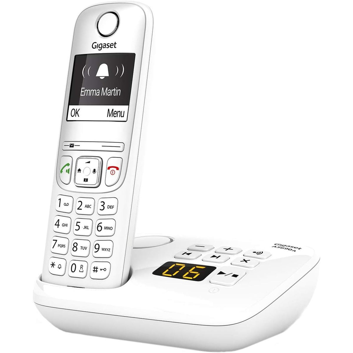 299433 - GIGASET AS690A Telefon DECT pa tel, sekretari, ekran i madh me kontrast të lartë, profile tingulli të rregullueshme, funksion pa duar, mbrojtje nga thirrjet, i bardhë
