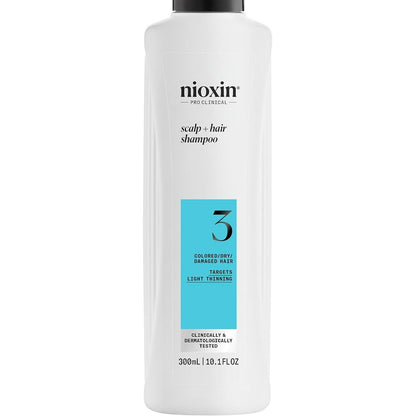 290006 - NIOXIN Shampo për skalpin dhe flokët System 3, forcuese për flokë të dëmtuar me hollim të lehtë, me Biotinë dhe Niacinamidë, 300ml