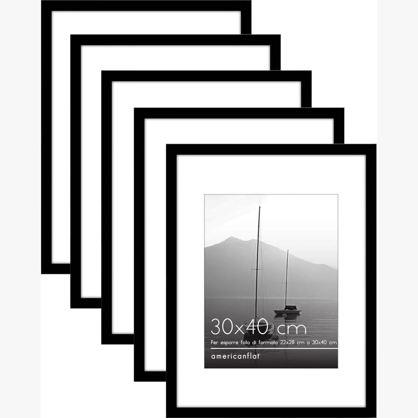 221873 - AMERICANFLAT Kornizë fotografish 30x40 (12x16 inç) me akrilik rezistent ndaj thyerjes, Set me 5 copë