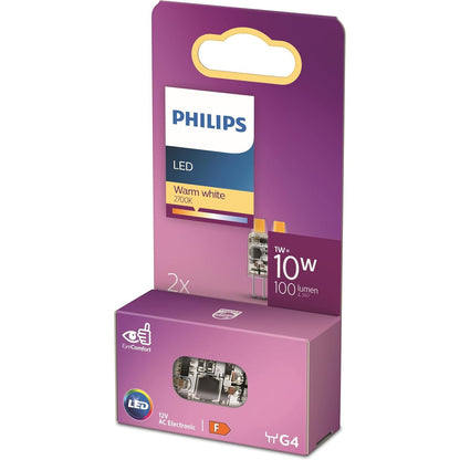 224657 - PHILIPS - Llambë standarde LED, ekuivalente me halogjen 10W, bazë G4, dritë e bardhë e ngrohtë 2700K, pako me 2