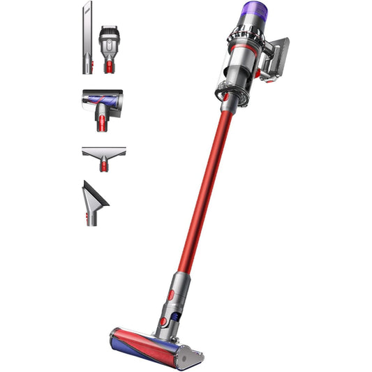 144012 - DYSON Fshesë me korrent pa tel V11 Fluffy™ 185 AW - Kohëzgjatje Pune 60 Minuta, Furçë me Rul, Furçë Mini-Turbo Kundër Ngatërresës, 3 Mënyra, Ekran LCD, Ngjyra e Kuqe/Nikel