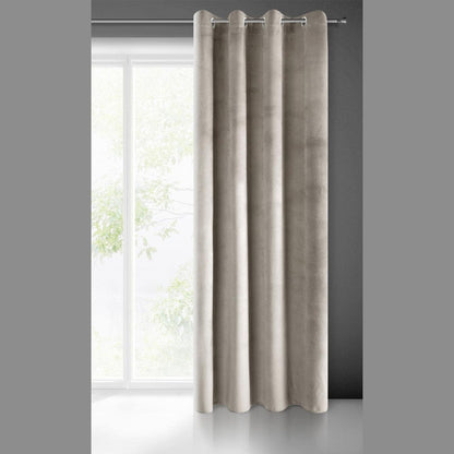 209154 - EUROFIRANY Perde PIERRE prej Kadifeje me Vrima - 1 Copë, 200g/m², për Dhomën e Ndenjes dhe Dhomën e Gjumit, 140x250 cm, Ngjyrë Bezhë