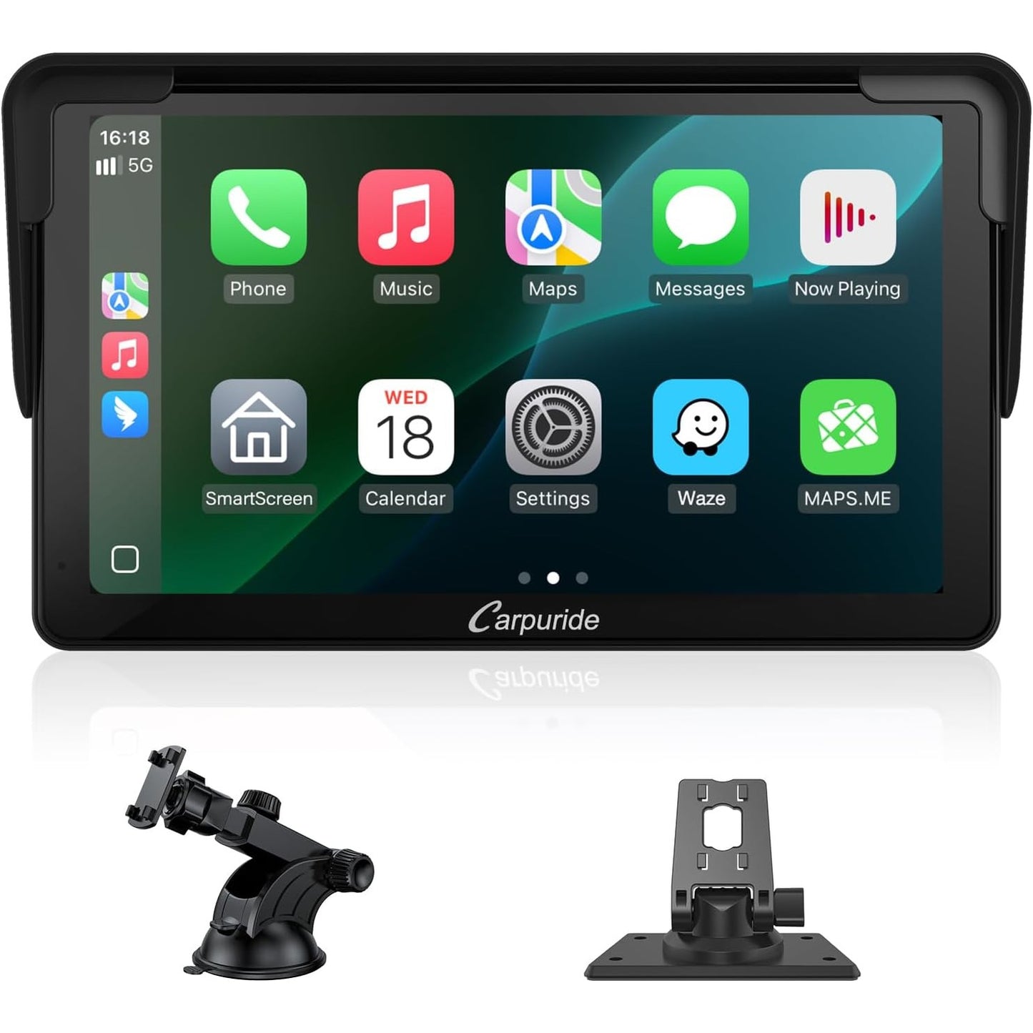 267868 - Ekran CarPlay CARPURIDE, 7 inç, 1080P, Bluetooth 5.0, Mbështetje MirrorLink, Montim në Panelin e Kontrollit