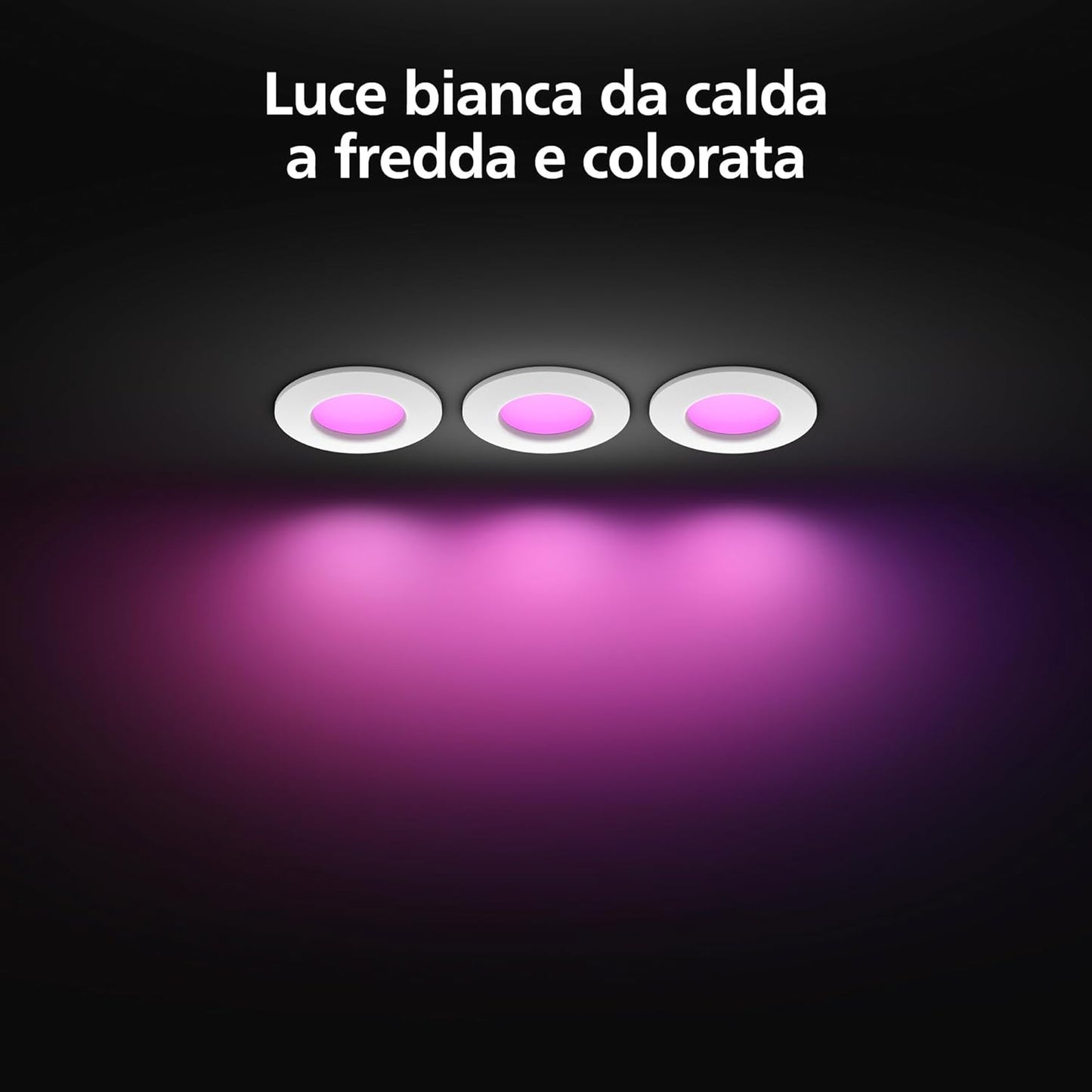 102027 - PHILIPS Dritë Smart Hue White dhe Color Ambiance, 90mm, 700lm, Bluetooth e Pajtueshme, Kontroll Zanor me Alexa, Apple Home dhe Google Assistant, Ngjyra e Bardhë, Pako me 3