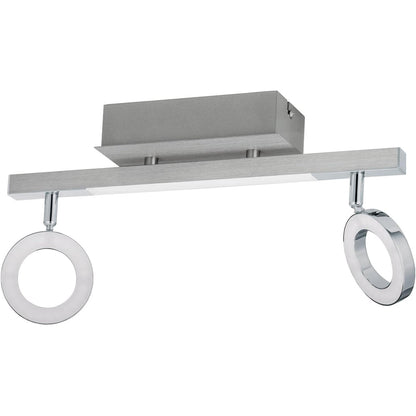 250383 - EGLO Cardillo Llambë tavani LED, 2 drita, alumini, metal, plastike, llambë dhome ndenjeje, krom, e bardhë e ngrohtë