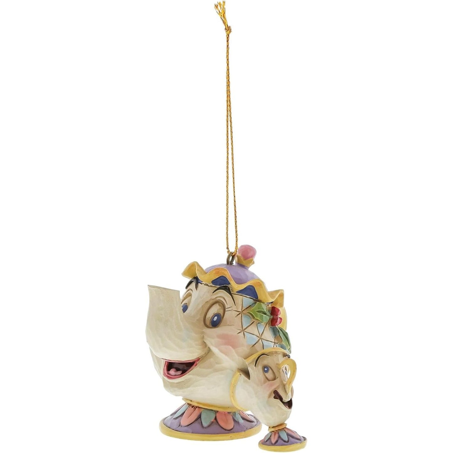 185690 - DISNEY zbukurim i varur i tradicionës, figurina e Mrs Potts dhe Chip-it të bërë nga keramika
