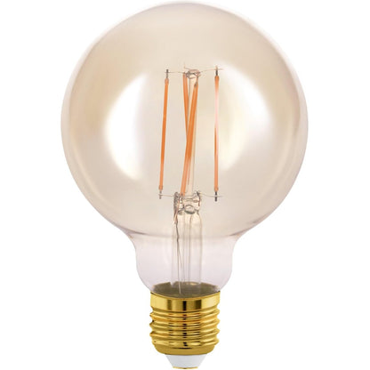 167767 - EGLO CONNECT.Z Llampa LED Inteligjente, E27, G95, Teknologji ZigBee, Kontroll me Zë dhe Aplikacion, Errësim, E bardhë e ngrohtë, 500 Lumen, 5.5 Vat, Dizajn Vintage Amber