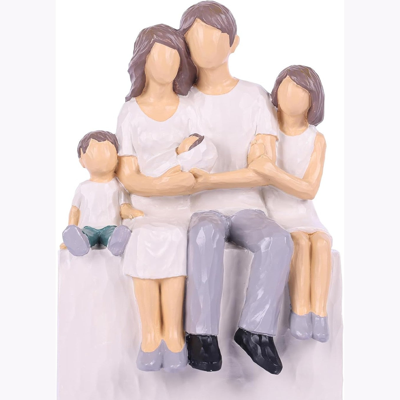187371 - LCCCK - Figurë Skalitur e Pikturuar me Dorë, Familje me 4 Personazhe - Mami, Babi, Bir, Dhurata për Nënën e Re