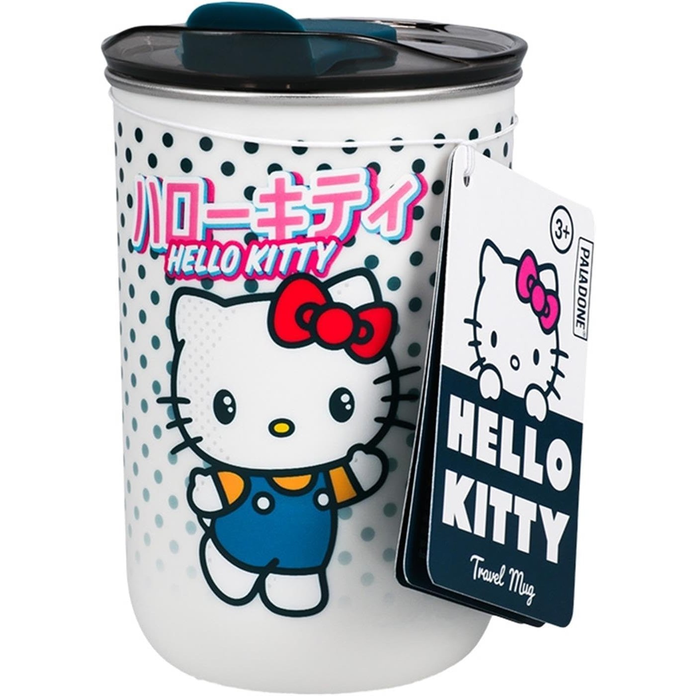 252725 - PALADONE Filxhan Udhëtimi Hello Kitty – Filxhan kafeje Sanrio me kapak të licencuar zyrtarisht, i izoluar për pije të nxehta ose të ftohta, kapacitet 350 ml