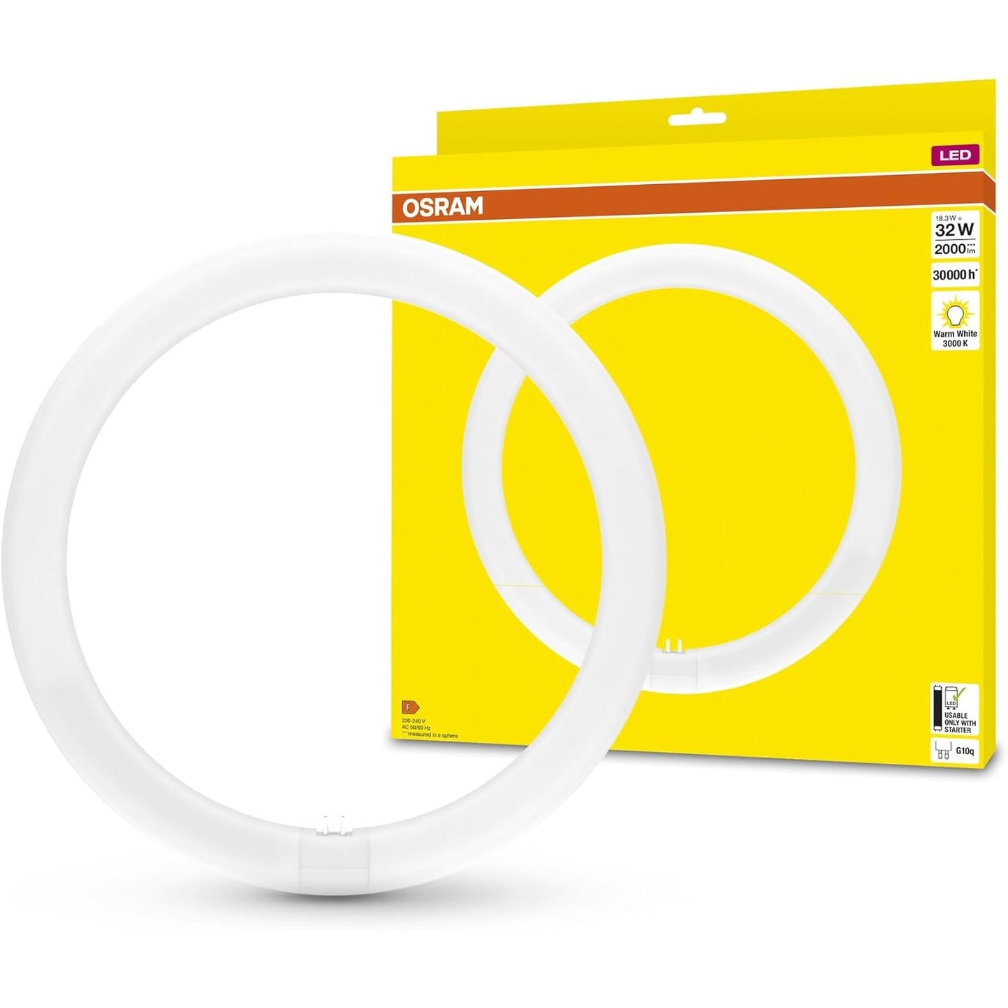 197077 - OSRAM TUBE T9C EM 32, Tub LED Rrethor 18.3W, 2000lm, 3000K, Dritë e Bardhë e Ngrohtë, Alternativë LED për Llambat Fluoreshente T9, Jetëgjatësi e Gjatë, Konsum Energjie i Ulët