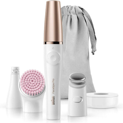 289428 - BRAUN Depilator fytyre FaceSpa Pro për femra, Modeli SE912, i bardhë/bronz