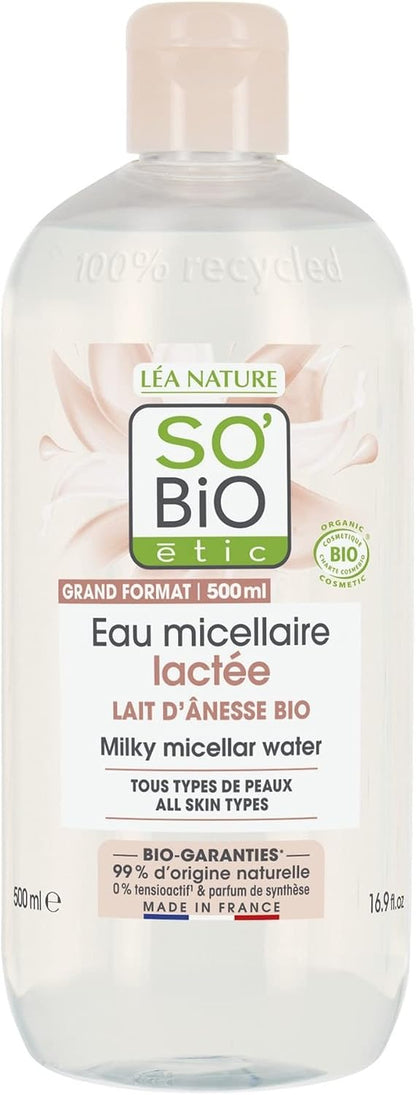 321999 - SO'BIO ÉTIC Ujë Micelar me Qumësht, 500ml, për të gjitha llojet e lëkurës, Cosmebio i Certifikuar