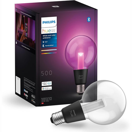 235022 - Philips Llambë LED inteligjente Hue White & Color Ambiance Lightguide, G95, llamba LED me errësim, 16 milionë ngjyra, kontroll inteligjent i dritës me zë dhe aplikacion