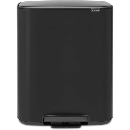 175025 - BRABANTIA Kosh Riciklimi me Pedale, Mat i Zi, Çelik, i Madh (Kapaciteti 2 x 30L)