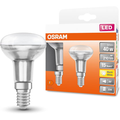 248696 - OSRAM Llambë reflektuese LED | Baza E14 | E bardhë e ngrohtë | 2700 K | 2.60 W | LED STAR R50 [Klasa A++]