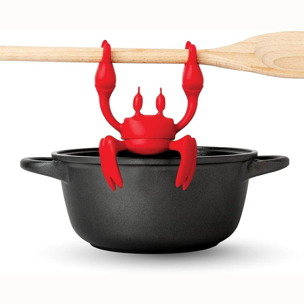 163058 - OTOTO - Mbështetëse për Enë dhe Luge Silikoni, Modeli Red the Crab, Rezistente ndaj Nxehtësisë, Jo-Rrëshqitëse, Organizuese për Sobë, Lëshues Avulli