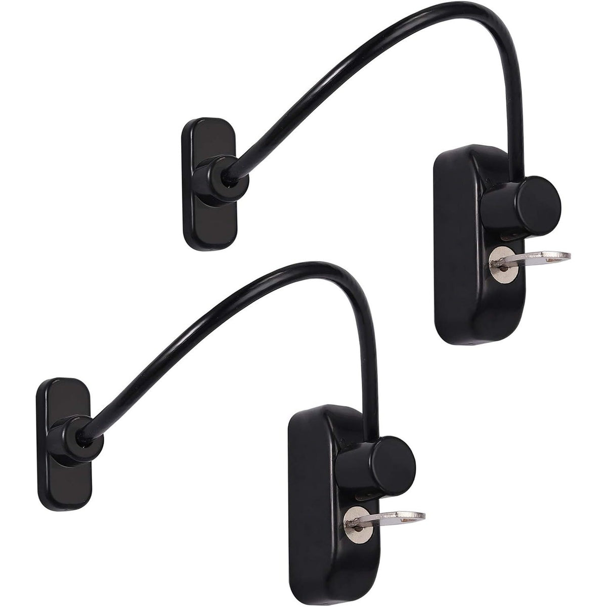 335277 - NEOTECK Brava rrëshqitëse për dritare, kufizues dere, brava sigurie për fëmijë, tela kapëse kabllosh - të zeza me çelës çeliku inox, dollap garazhi