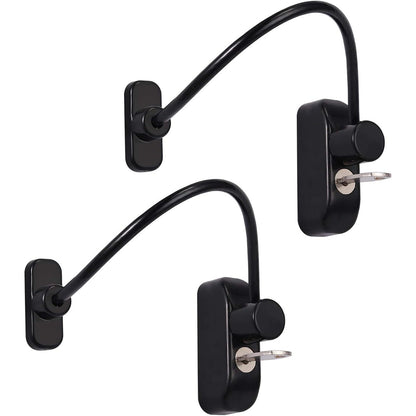 335277 - NEOTECK Brava rrëshqitëse për dritare, kufizues dere, brava sigurie për fëmijë, tela kapëse kabllosh - të zeza me çelës çeliku inox, dollap garazhi