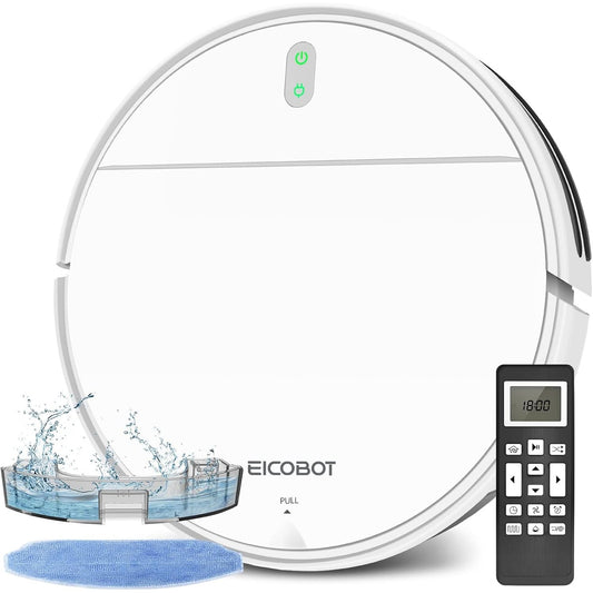 245073 - EICOBOT Kombinim fshese me korrent dhe mop robot, 2-në-1, e hollë 2.91", me vetëkarikim, e bardhë